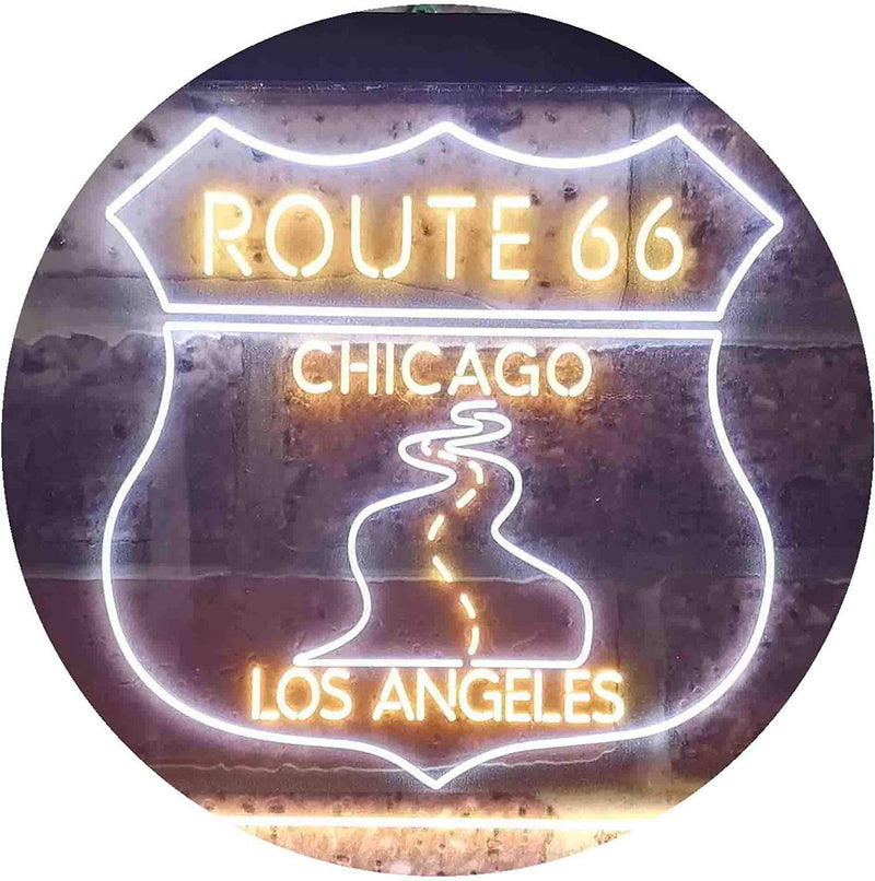 Chicago to Los Angeles Route 66 LED Light Sign - LED Gift Works