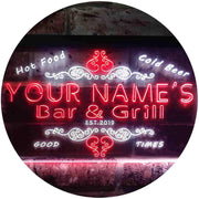 Personalized Hot Food Cold Beer Bar & Grill LED Light Sign - LED Gift Works