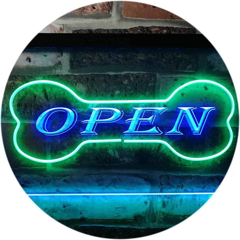 Open Dog Bone Grooming Pet Shop LED Light Sign - LED Gift Works