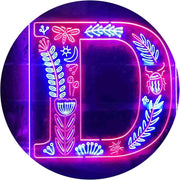 Family Name Letter D Monogram Initial LED Light Sign - LED Gift Works
