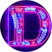 Family Name Letter D Monogram Initial LED Light Sign - Way Up Gifts