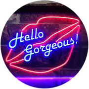 Lips Hello Gorgeous LED Light Sign - LED Gift Works