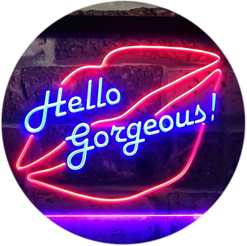 Lips Hello Gorgeous LED Light Sign - LED Gift Works