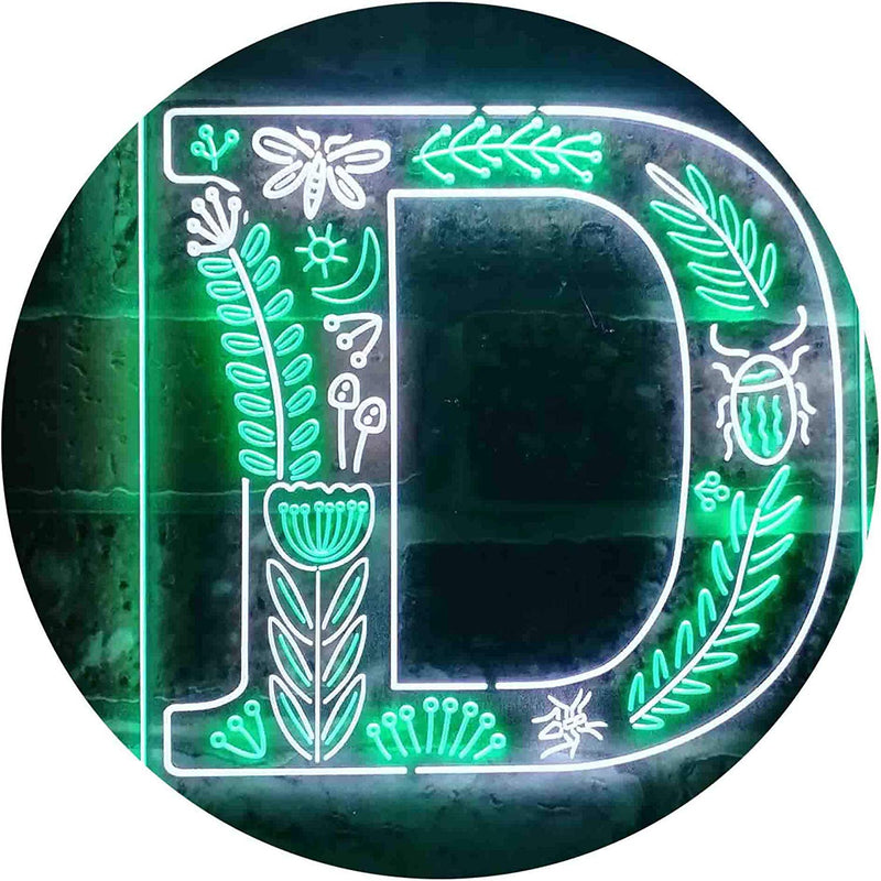 Family Name Letter D Monogram Initial LED Light Sign - LED Gift Works