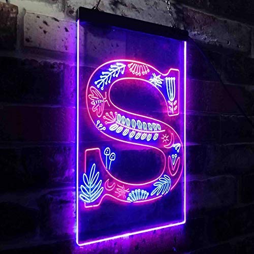 Family Name Letter S Monogram Initial LED Light Sign - LED Gift Works