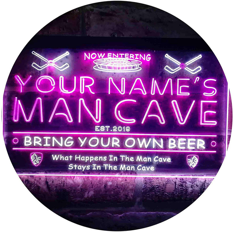Personalized Sports Hockey Theme Man Cave LED Light Sign - LED Gift Works
