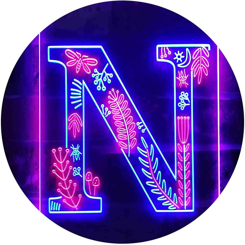 Family Name Letter N Monogram Initial LED Light Sign - LED Gift Works