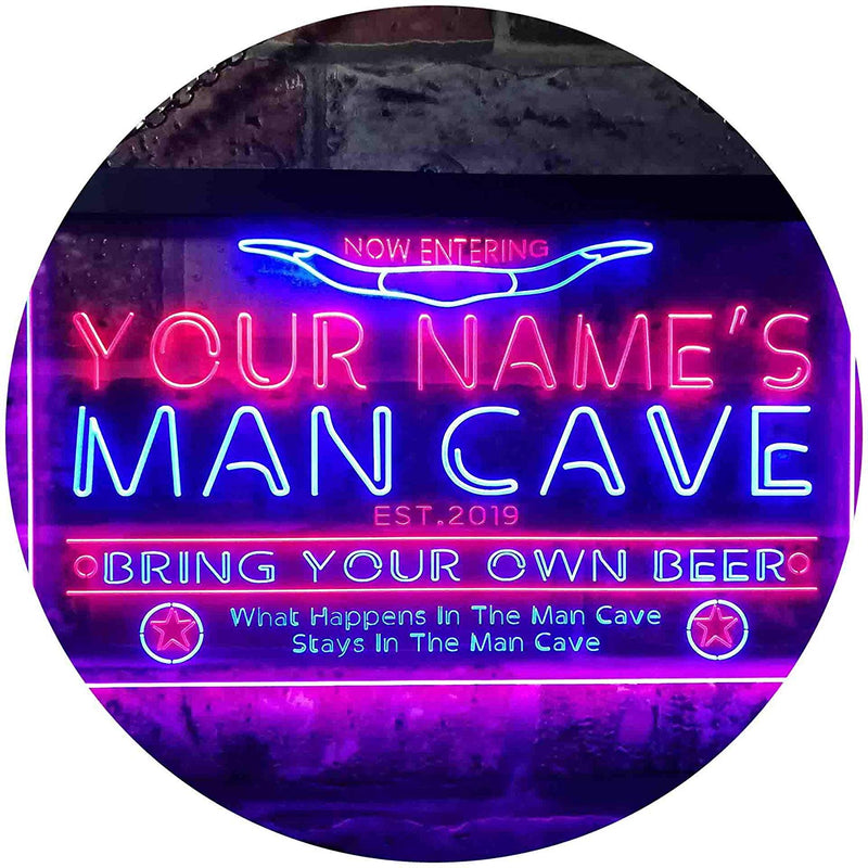 Personalized Western Theme Man Cave LED Light Sign - LED Gift Works