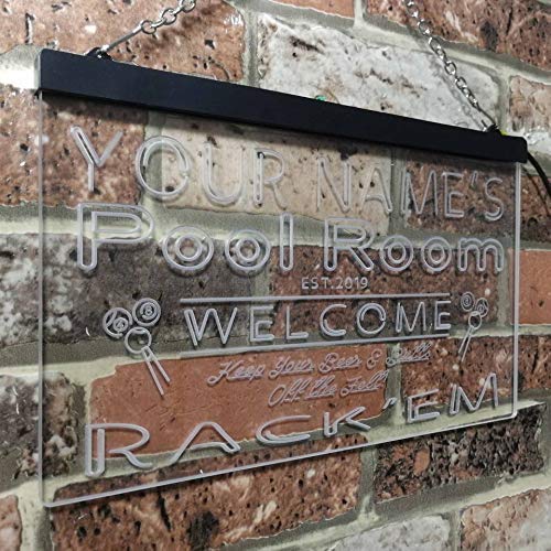 Personalized Billiards Pool Room LED Light Sign - Way Up Gifts