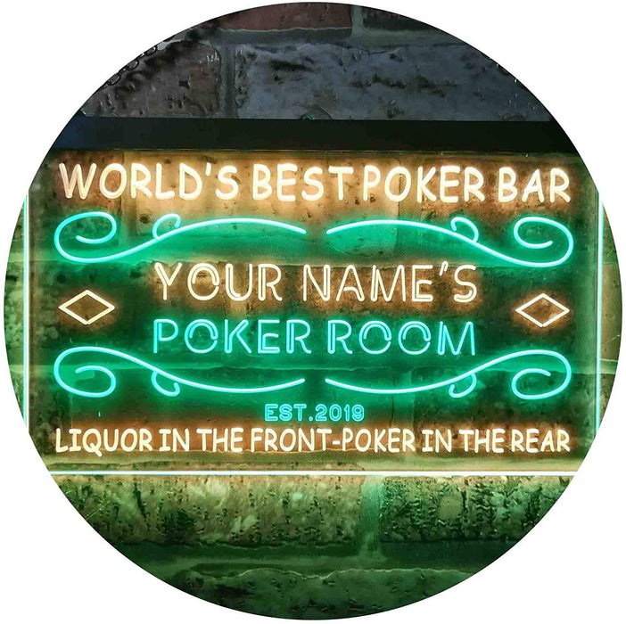 Personalized Poker Room Bar LED Light Sign - Way Up Gifts