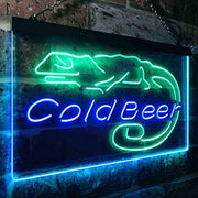 Lizard Cold Beer LED Light Sign - LED Gift Works