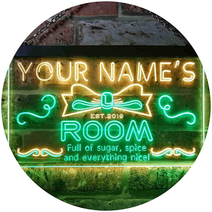 Personalized Sugar Spice Everything Nice Girl Room Decor LED Light Sign - Way Up Gifts