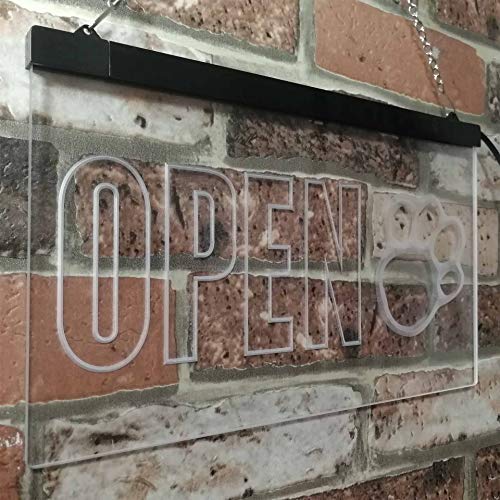 Open Paw Print Dog Grooming LED Light Sign - Way Up Gifts