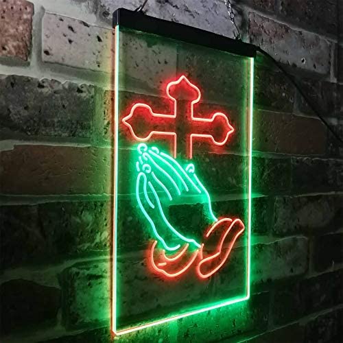 Praying Hands Cross LED Light Sign - Way Up Gifts
