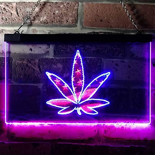 Marijuana Leaf USA Flag LED Light Sign - LED Gift Works