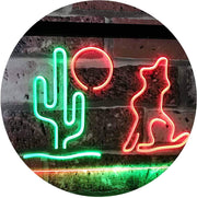Cactus Moon Wolf LED Light Sign - LED Gift Works
