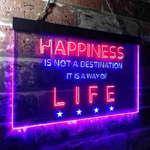 Happiness is a Way of Life Quotes Bedroom Decor LED Light Sign - Way Up Gifts