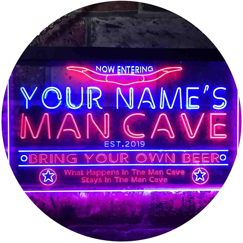 Personalized Western Theme Man Cave LED Light Sign - LED Gift Works