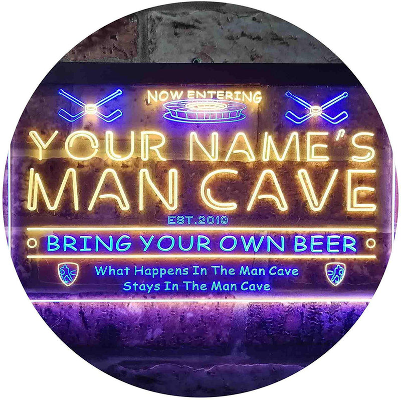 Personalized Sports Hockey Theme Man Cave LED Light Sign - LED Gift Works