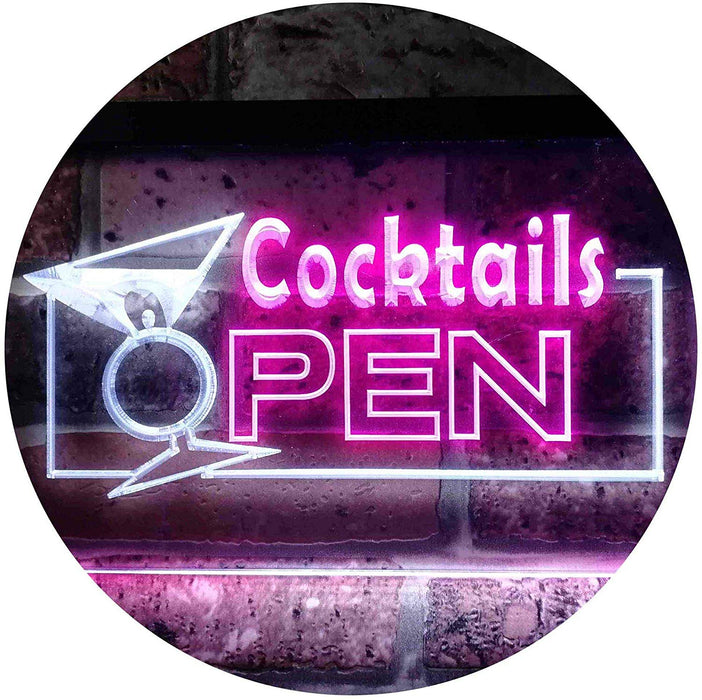 Bar Cocktails Open LED Light Sign - Way Up Gifts