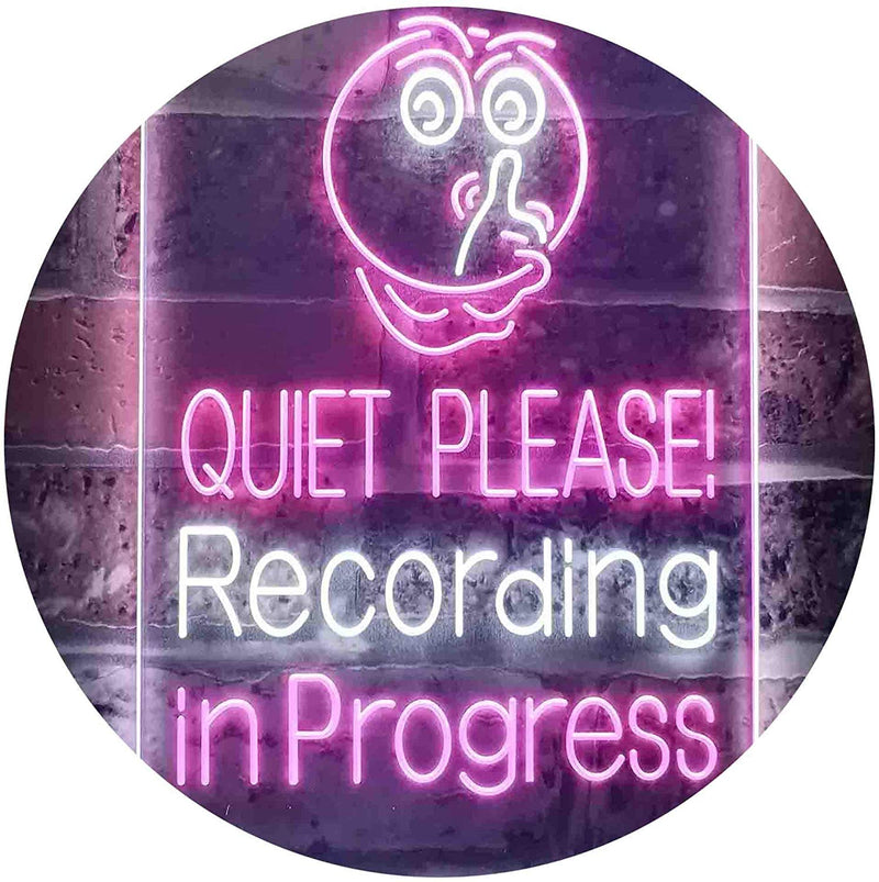 Quiet Please Recording in Progress Studio LED Light Sign - LED Gift Works
