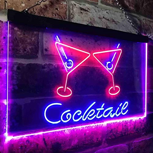 Cocktail Glasses Bar LED Light Sign - Way Up Gifts