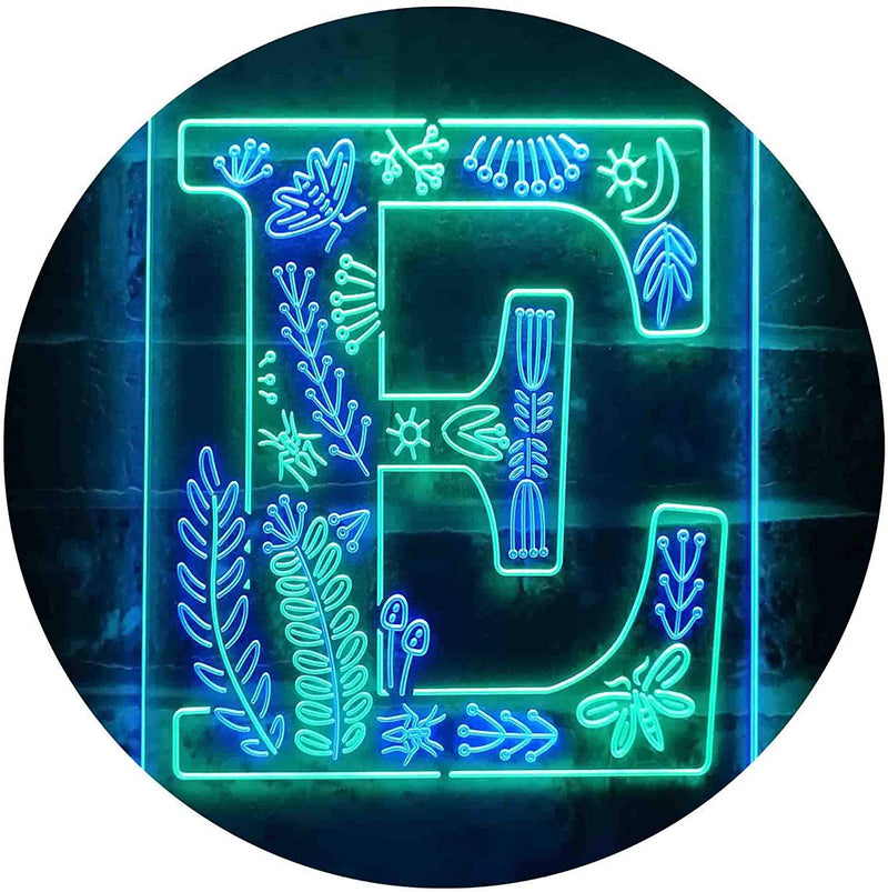 Family Name Letter E Monogram Initial LED Light Sign - LED Gift Works