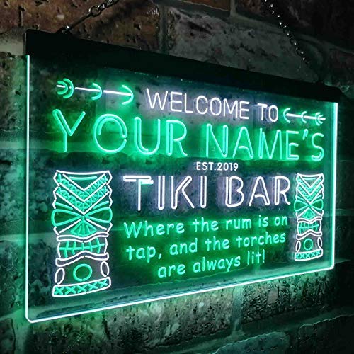 Personalized Tiki Bar LED Light Sign - LED Gift Works