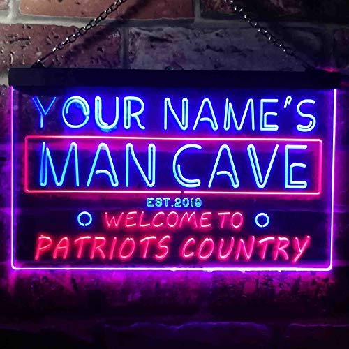 Personalized Patriots Country Man Cave LED Light Sign - Way Up Gifts