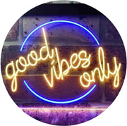 Good Vibes Only Circle LED Light Sign - LED Gift Works