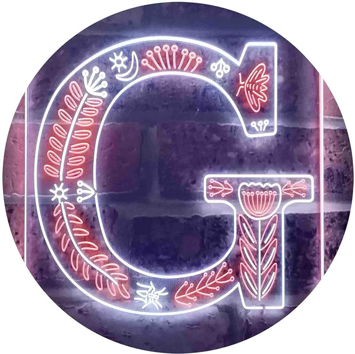 Family Name Letter G Monogram Initial LED Light Sign - Way Up Gifts