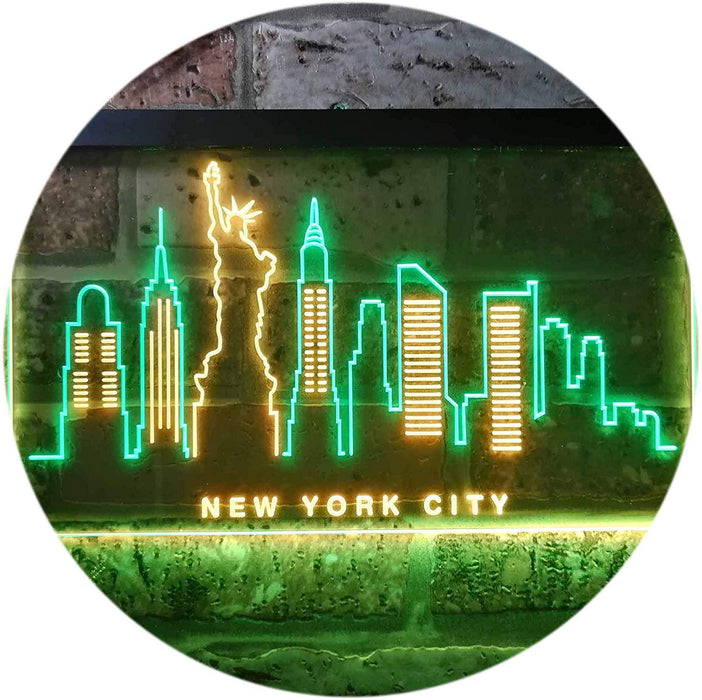 New York City Skyline Statue of Liberty LED Light Sign - Way Up Gifts