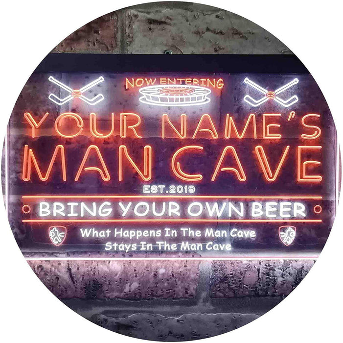 Personalized Sports Hockey Theme Man Cave LED Light Sign - Way Up Gifts