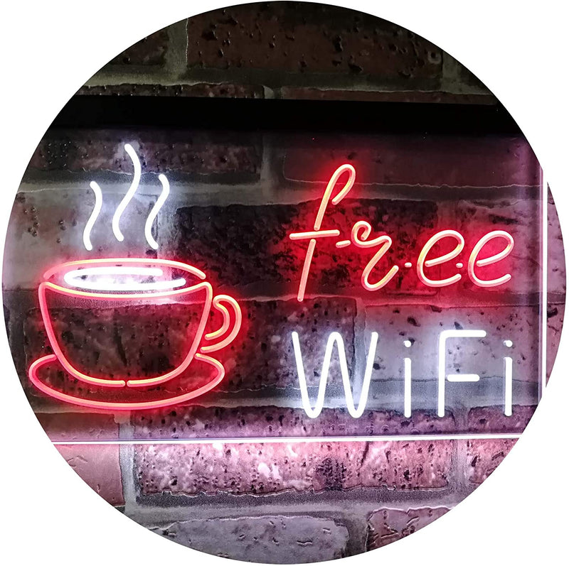 Cafe Coffee Free WiFi LED Light Sign - LED Gift Works
