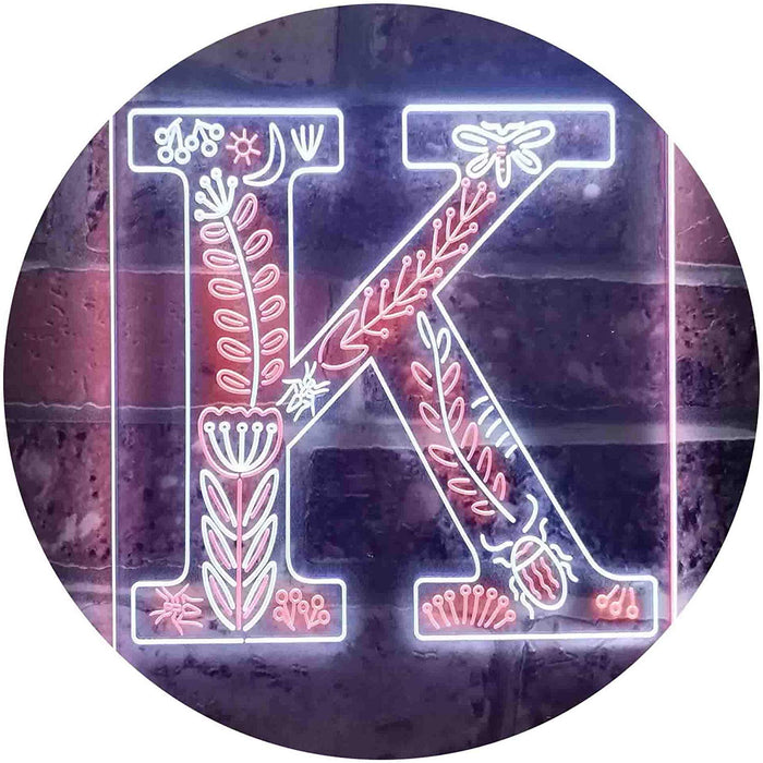 Family Name Letter K Monogram Initial LED Light Sign - Way Up Gifts