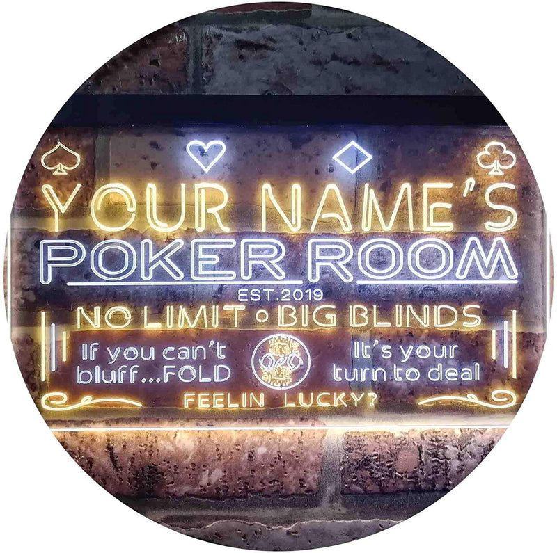 Personalized Poker Room LED Light Sign - LED Gift Works