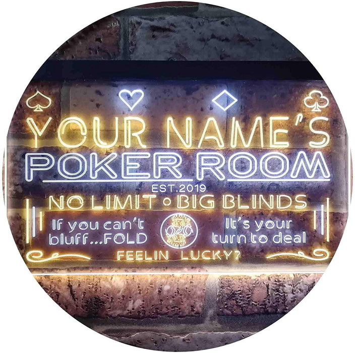 Personalized Poker Room LED Light Sign - Way Up Gifts