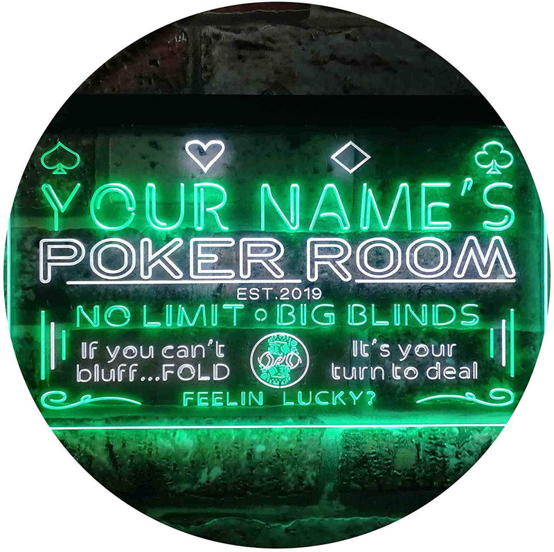 Personalized Poker Room LED Light Sign - LED Gift Works