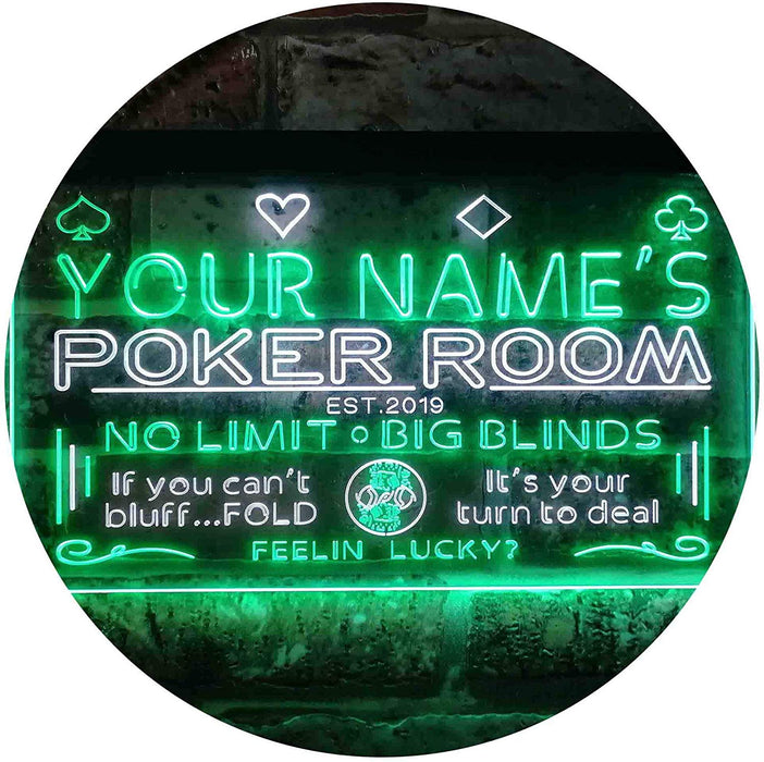 Personalized Poker Room LED Light Sign - Way Up Gifts