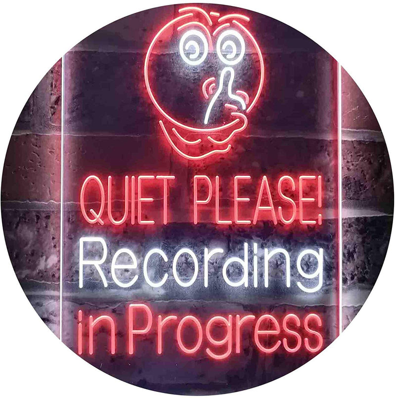 Quiet Please Recording in Progress Studio LED Light Sign - LED Gift Works