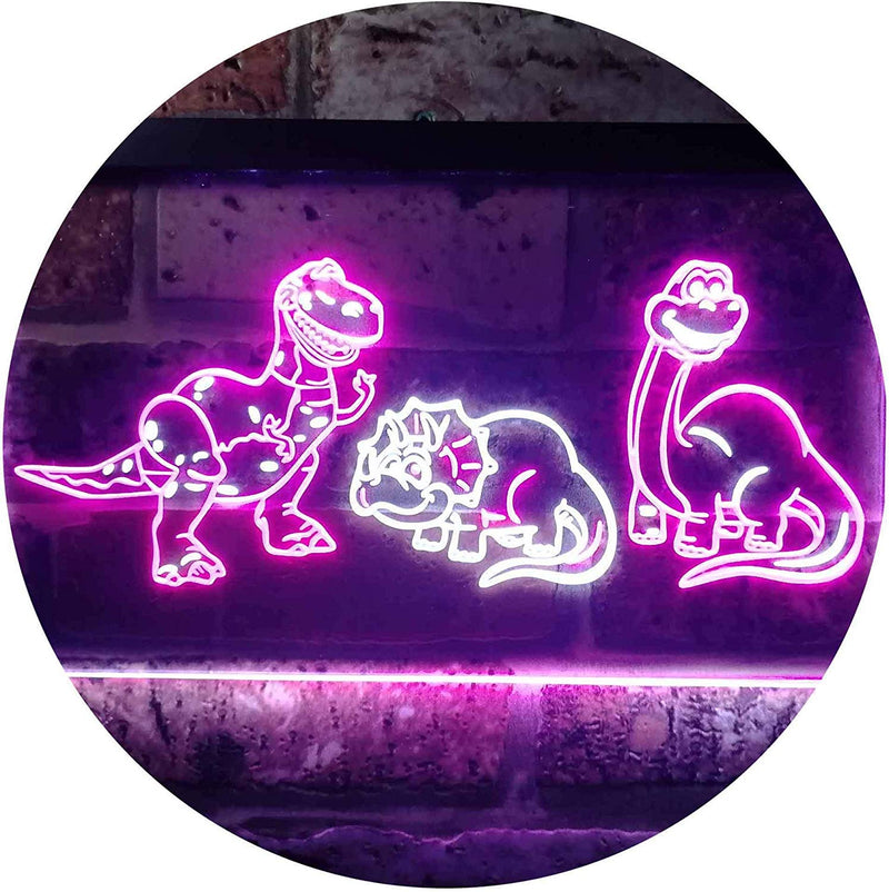 Dinosaur T Rex Triceratops Night Light Kids Bedroom Decor LED Light Sign - LED Gift Works