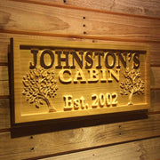 Personalized Trees Cabin Custom Wood Sign 3D Engraved Wall Plaque - LED Gift Works