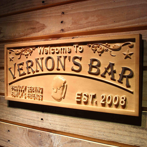 Personalized Welcome Bar Custom Wood Sign 3D Engraved Wall Plaque - Way Up Gifts
