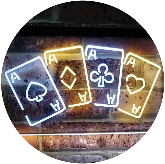 Four Aces Poker Casino LED Light Sign - Way Up Gifts