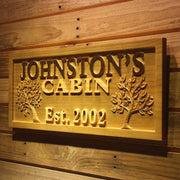 Personalized Trees Cabin Custom Wood Sign 3D Engraved Wall Plaque - LED Gift Works