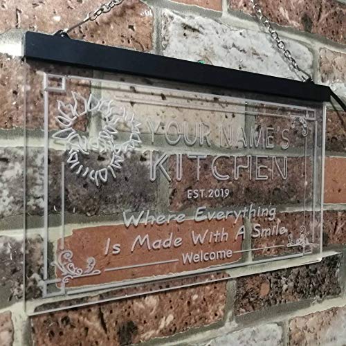 Personalized Home Kitchen Decor Made with Smile LED Light Sign - Way Up Gifts