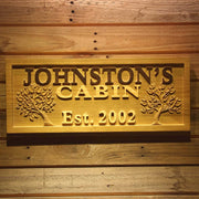 Personalized Trees Cabin Custom Wood Sign 3D Engraved Wall Plaque - LED Gift Works