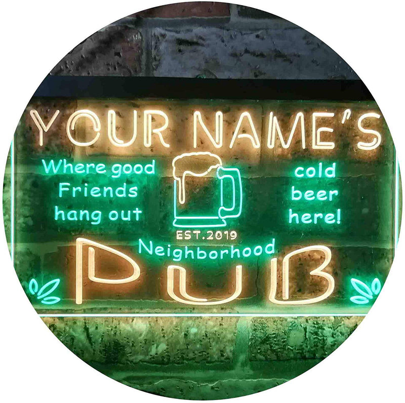 Personalized Neighborhood Pub Bar LED Light Sign - LED Gift Works