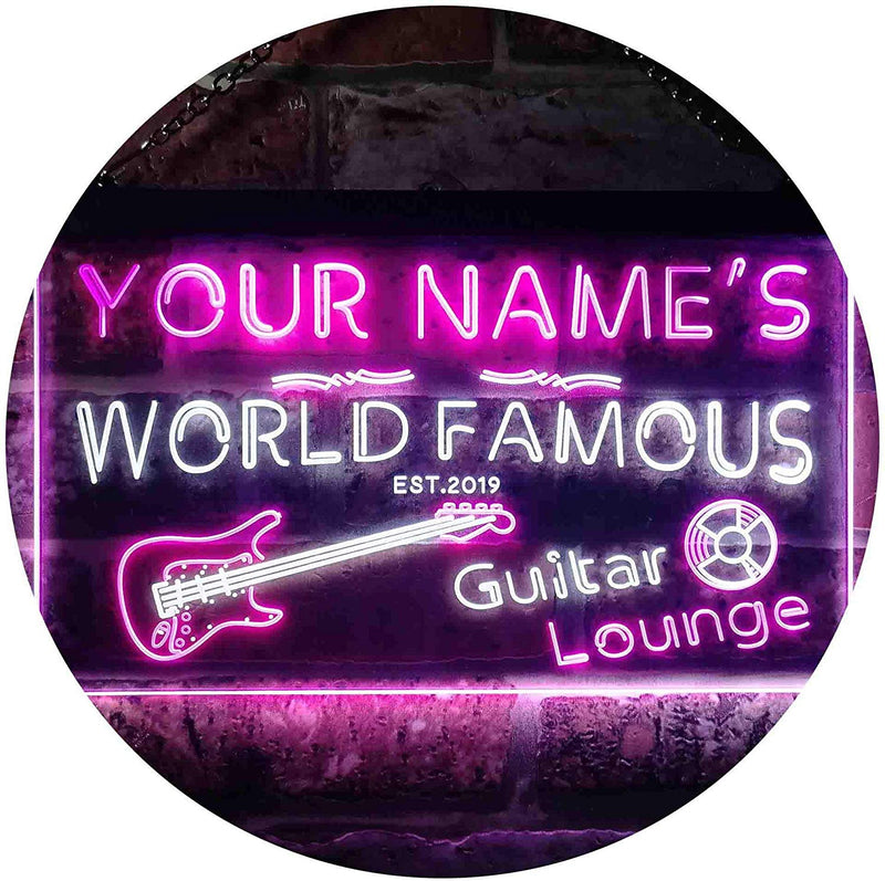 Personalized Guitar Lounge Music Room Studio LED Light Sign - LED Gift Works