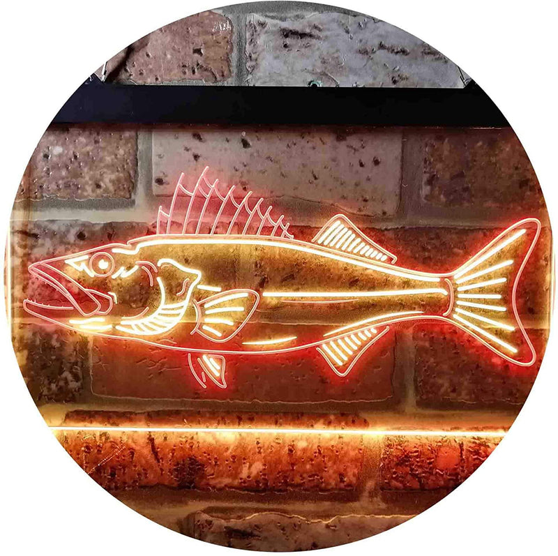 Walleye Fish Fishing Bait Store LED Light Sign - LED Gift Works